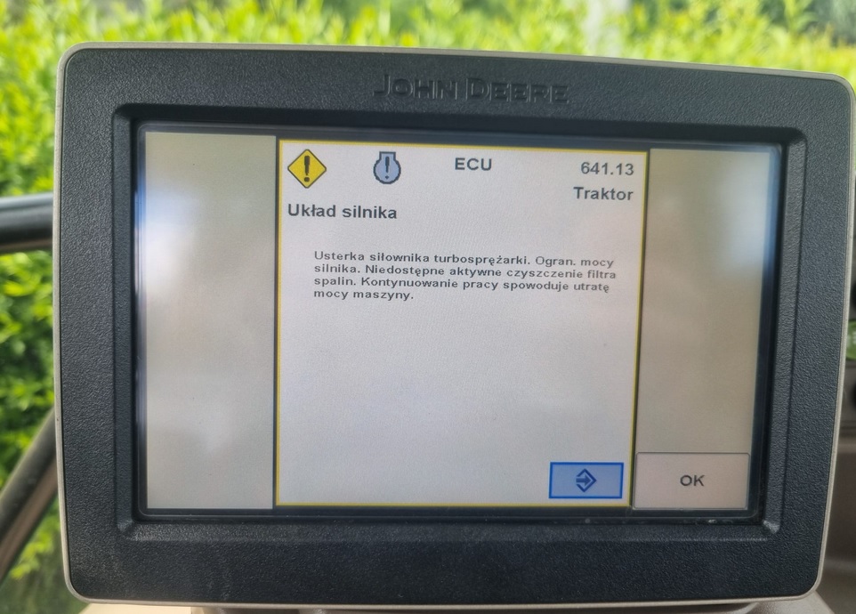 John Deere 641.13 variable geometry error